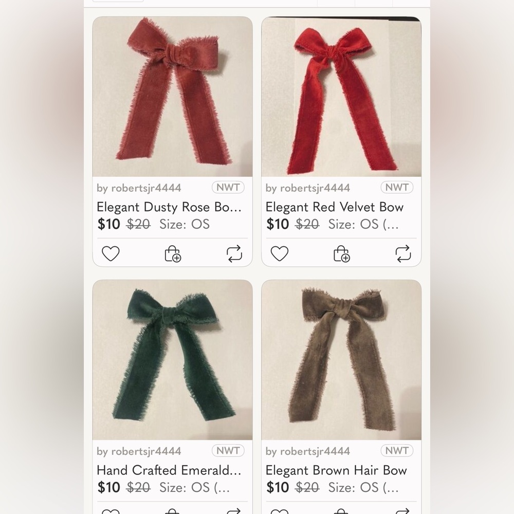 Elegant Handmade Velvet Bow Bundle (4 for $20)